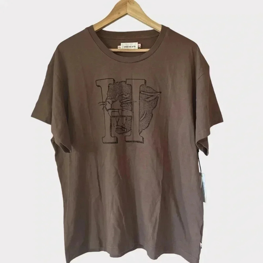 Honor The Gift Women's XXL Mascot Graphic Short Sleeve Tee Shirt Casual Brown - Picture 3 of 8